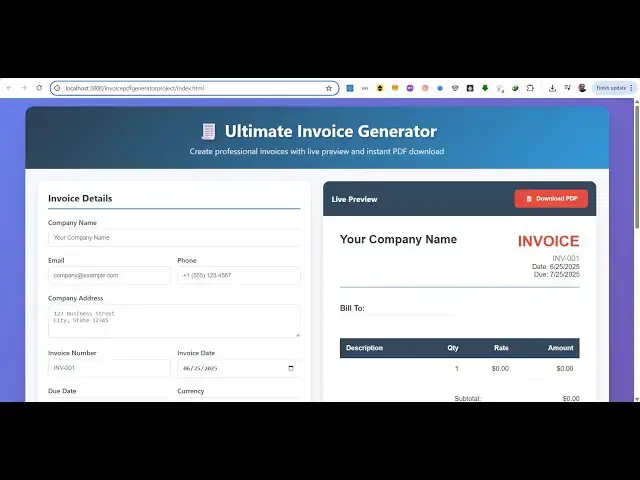 Video thumbnail for Build a PDF Invoice Generator in Browser Using jsPDF & Html2Canvas Using HTML & JavaScript