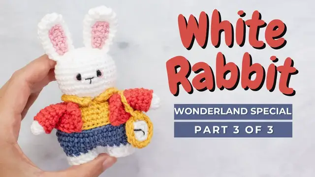 Video thumbnail for White Rabbit crochet pattern. How to crochet the white rabbit amigurumi PART 3