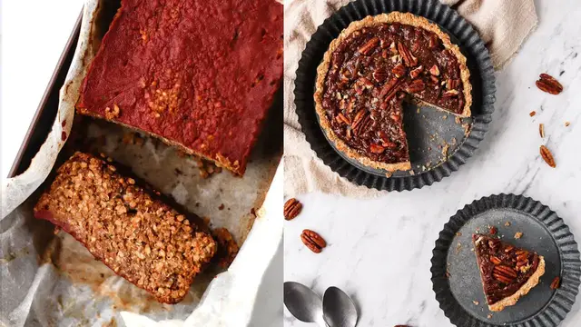 Video thumbnail for Vegan Thanksgiving Recipes » Pecan Pie, Lentil Meatloaf, Rosemary Roasted Pumpkin (Make-Ahead)