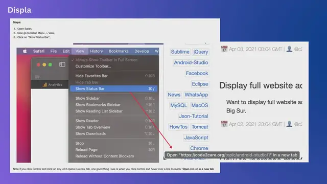 Video thumbnail for Display Safari URL address link on hover
