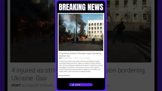 Video thumbnail for Breaking News | 4 injured in Russia as strikes hit region bordering Ukraine | #shorts #news