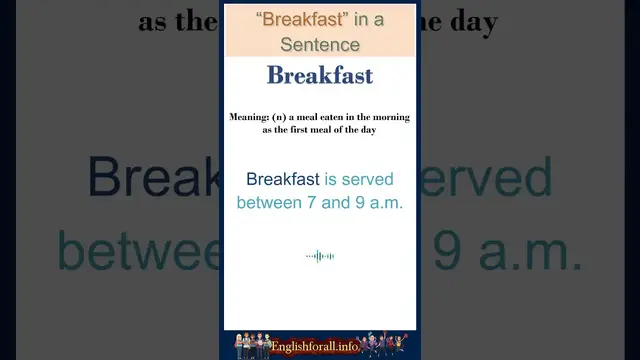 Video thumbnail for Breakfast meaning | Breakfast in a Sentence | Most common words in English #shorts