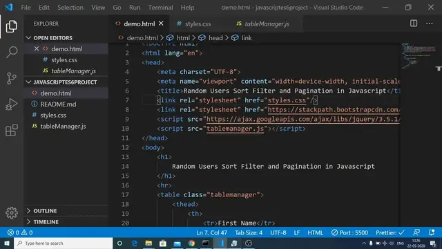 Video thumbnail for Javascript Table Sorting Filtering and Pagination Of Random Users API  Using TableManager.js jQuery