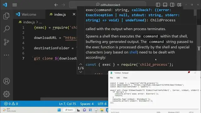Video thumbnail for Node.js Tutorial to Download Github Repository and Save it in Folder From URL Using Child Process