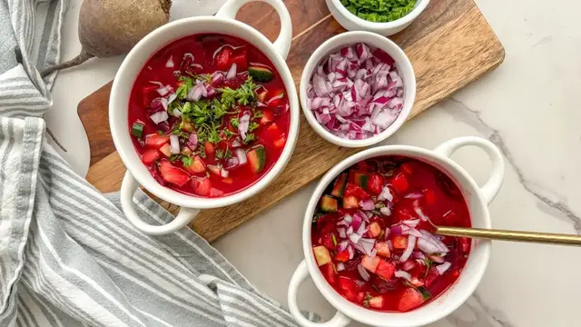 Video thumbnail for Chilled Beet And Tomato Soup Recipe