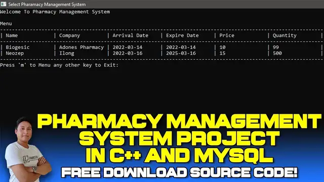 Video thumbnail for Pharmacy Management System Project in C++ with MySQL Database (Free Download) 2022