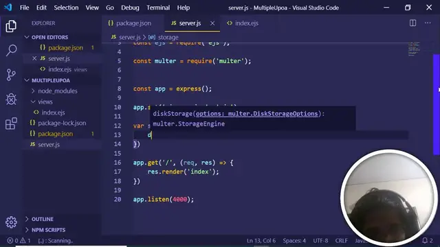 Video thumbnail for Node.js Multiple Image Upload Using Multer Express and EJS