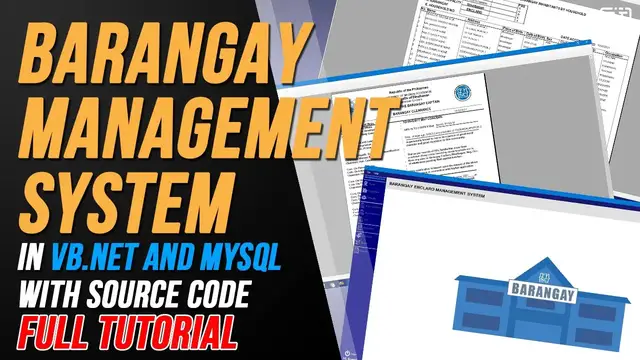 Video thumbnail for BARANGAY MANAGEMENT SYSTEM IN VB.NET WITH CRYSTAL REPORT | COMPLETE SOURCE CODE FREE DOWNLOAD 2021