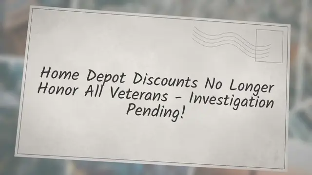 Video thumbnail for Home Depot Discounts No Longer Honor All Veterans-Investigation Pending!