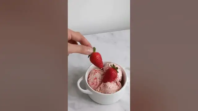 Video thumbnail for Strawberry Ice cream with ONLY 4 ingredients #short #youtubeshort #homemadeicecream #cookingchannel