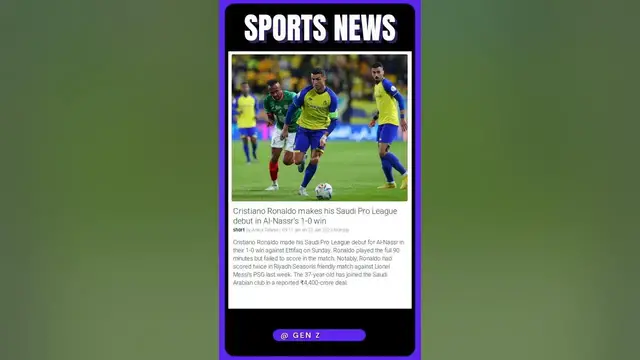 'Video thumbnail for Cristiano Ronaldo's Saudi Pro League Debut Sees Al-Nassr Secure 1-0 Victory Over Al-Faisaly'