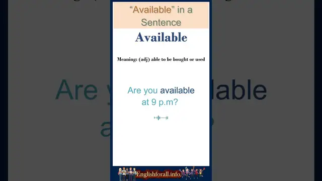 Video thumbnail for Available meaning | Available in a Sentence | Most common words in English #shorts