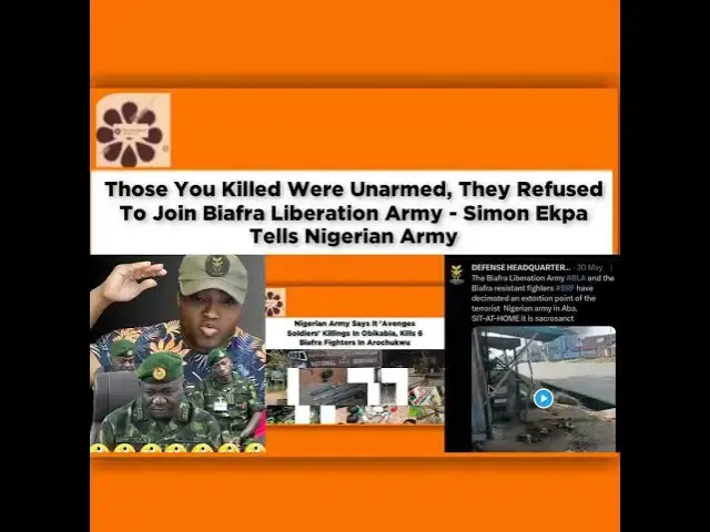 Video thumbnail for Those You Killed Were Unarmed, They Refused To Join Biafra Liberation Army - Simon Ekpa Tells Nig...