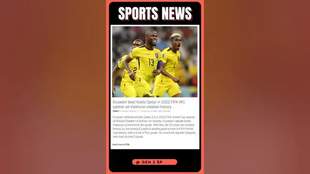 Video thumbnail for Ecuador stuns Qatar in 2022 FIFA WC opener as Valencia creates history | #shorts #sports