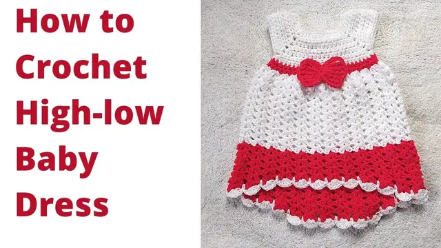 'Video thumbnail for Crochet Baby Dress Tutorial, How to crochet baby high-low Frock, Free Crochet Dress Pattern'