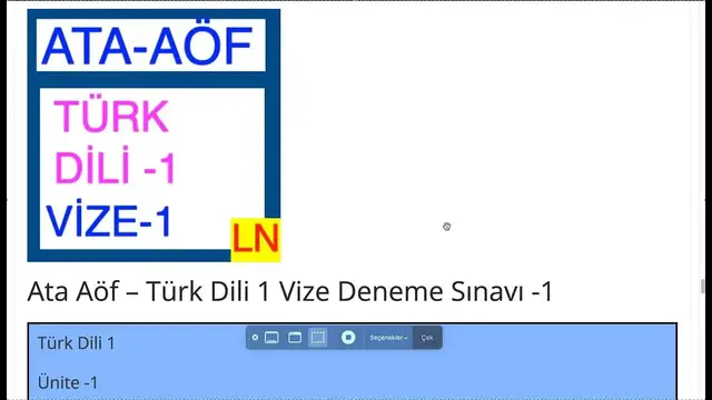 Video thumbnail for Ata Aöf – Türk Dili 1 Vize Deneme Sınavı -1