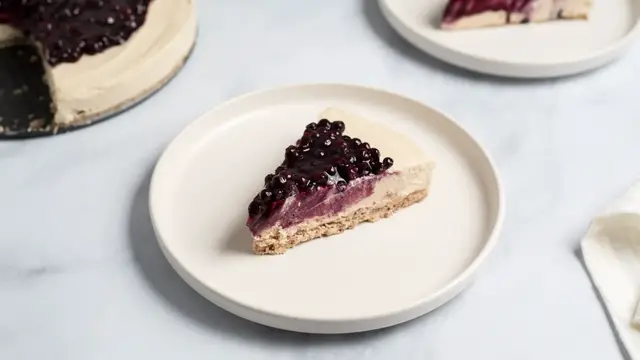 Video thumbnail for Step-By-Step No-Bake Vegan Blueberry Cheesecake