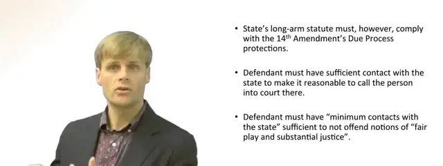 Video thumbnail for Minimum Contact Standard for Personal Jurisdiction - Long Arm Statute