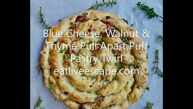 'Video thumbnail for Blue Cheese, Walnut and Thyme Pull Apart Puff Pastry Twirl Recipe'