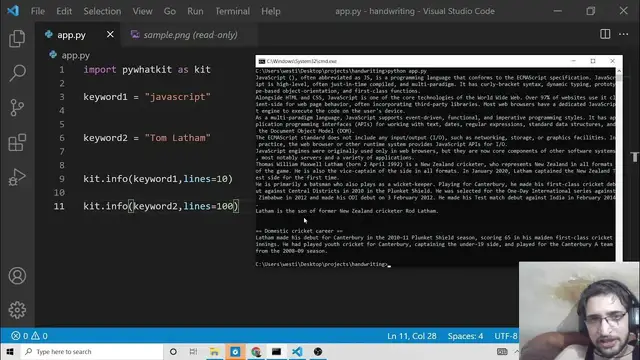 Video thumbnail for Python 3 Script to Scrape Wikipedia API Articles For Keyword or Term Using pywhatkit Library