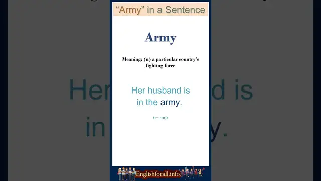 Video thumbnail for Army meaning | Army in a Sentence | Most common words in English #shorts