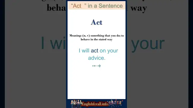 Video thumbnail for Act meaning | Act in a Sentence | Most common words in English #shorts