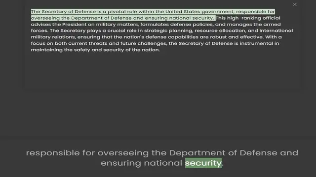 Video thumbnail for overseeing the Department of Defense and ensuring national security. This high-ranking official advises the President on military matters, formulates defense policies, and manages the armed forces. The Secretary plays a crucial role in st