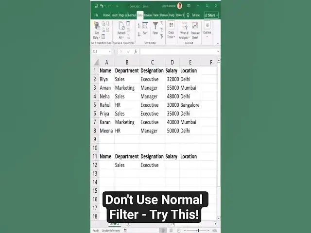 'Video thumbnail for Normal filter se kaam nahi ban raha? Excel ka hidden filter dekho—multiple condition, 1 click!'