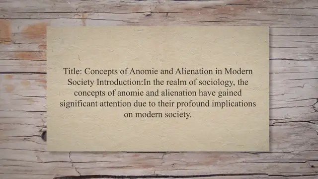 Video thumbnail for Concepts of Anomie and Alienation in Modern Society