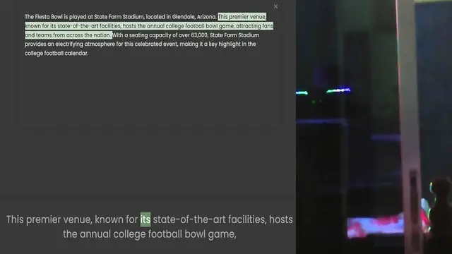 Video thumbnail for The Fiesta Bowl is played at State Farm Stadium, located in Glendale, Arizona. This premier venue, known for its state-of-the-art facilities, hosts the annual college football bowl game, attracting fans and teams from across the nation. W
