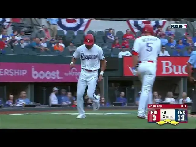 'Video thumbnail for Marcus Semien BELTS a RBI Sacrifice-Fly, Scoring Bubba Thompson! | Texas Rangers | 4/1/2023'