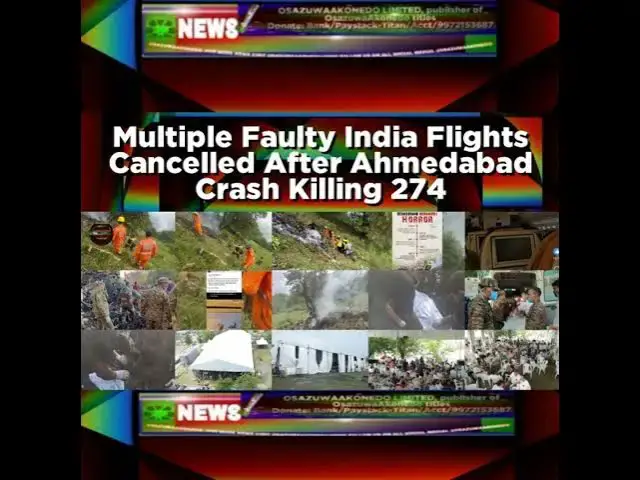 Video thumbnail for Multiple Faulty India Flights Cancelled After Ahmedabad Crash Killing 274