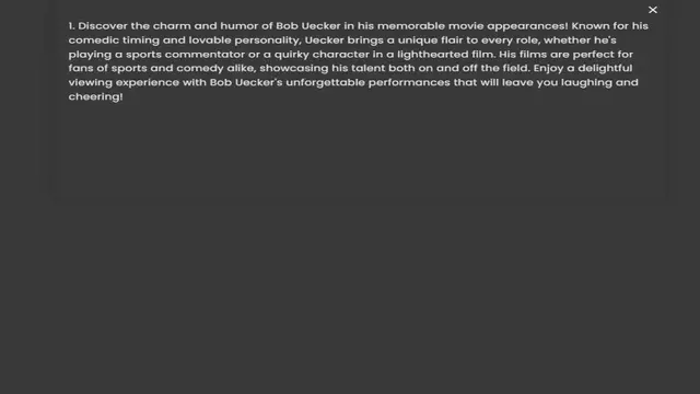 Video thumbnail for comedic timing and lovable personality, Uecker brings a unique flair to every role, whether he's playing a sports commentator or a quirky character in a lighthearted film. His films are perfect for fans of sports and comedy alike, showcas