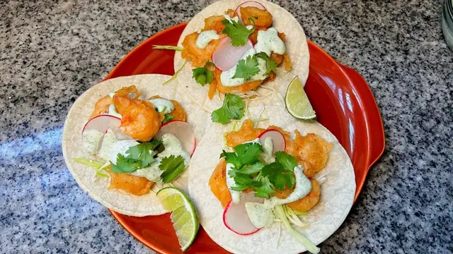Video thumbnail for Beer-Battered Shrimp Tacos Recipe