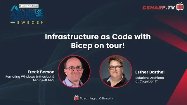 Video thumbnail for Azure User Group Sweden: Infrastructure as Code with Bicep on tour!