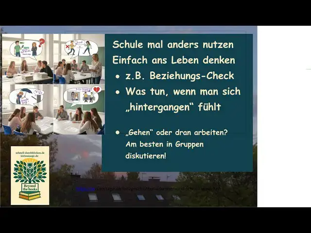 Video thumbnail for Noten stehen fest? Jetzt ans Leben denken. Zum Beispiel: Umgang mit Beziehungsproblemen diskutieren