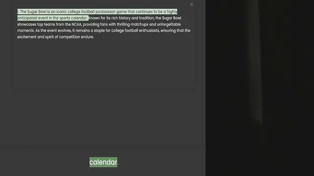 Video thumbnail for anticipated event in the sports calendar. Known for its rich history and tradition, the Sugar Bowl showcases top teams from the NCAA, providing fans with thrilling matchups and unforgettable moments. As the event evolves, it remains a sta