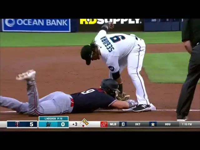 'Video thumbnail for Trevor Larnach CRANKS a RBI Triple, Scoring Byron Buxton! | Minnesota Twins | 4/3/2023'