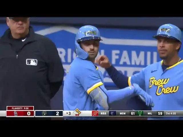'Video thumbnail for Garrett Mitchell BELTS a RBI Single, Scoring Willy Adames! | Milwaukee Brewers | 4/7/2023'