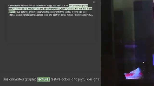 Video thumbnail for Celebrate the arrival of 2025 with our vibrant Happy New Year 2025 GIF. This animated graphic features festive colors and joyful designs, perfect for sharing your New Year wishes with friends and family. Its eye-catching animation capture