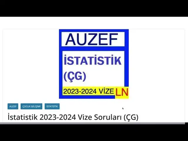 Video thumbnail for Auzef İstatistik 2024 Vize Soruları- Çocuk Gelişimi Bahar