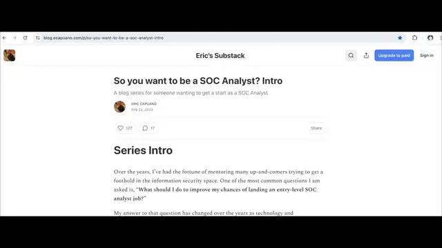 Video thumbnail for So You Want to Be a SOC Analyst? | Part 1: What Does a SOC Analyst Do?