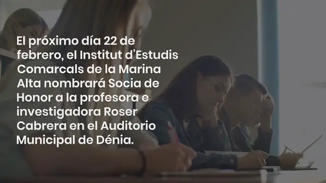 Video thumbnail for La investigadora Roser Cabrera, nombrada socia de honor del Institut d’Estudis Comarcals de la Marina Alta: