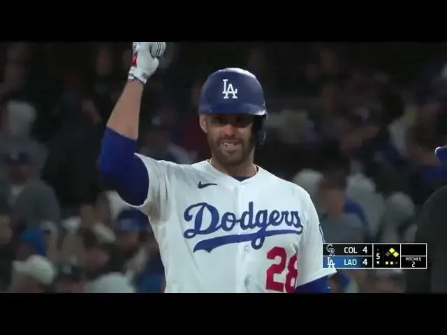 'Video thumbnail for JD Martinez SMACKS A GAME-TYING Two-Run Single! | Los Angeles Dodgers | 4/3/2023'
