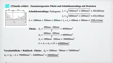 'Video thumbnail for Dreiecke: zusammengesetzte Fläche, Schnittkantenlänge '