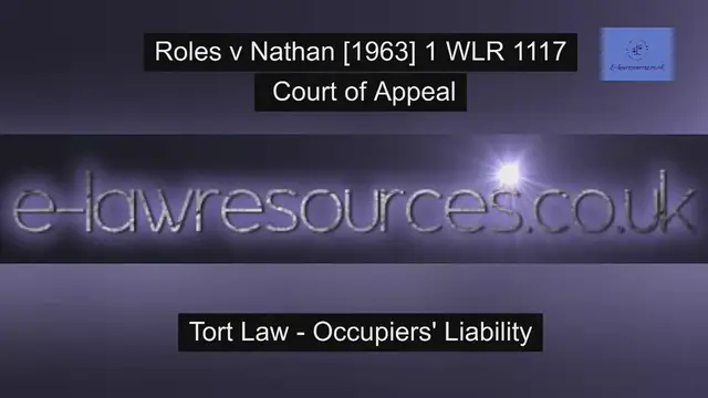 'Video thumbnail for Roles v Nathan [1963] 1 WLR 1117 www.e-lawresources.co.uk'