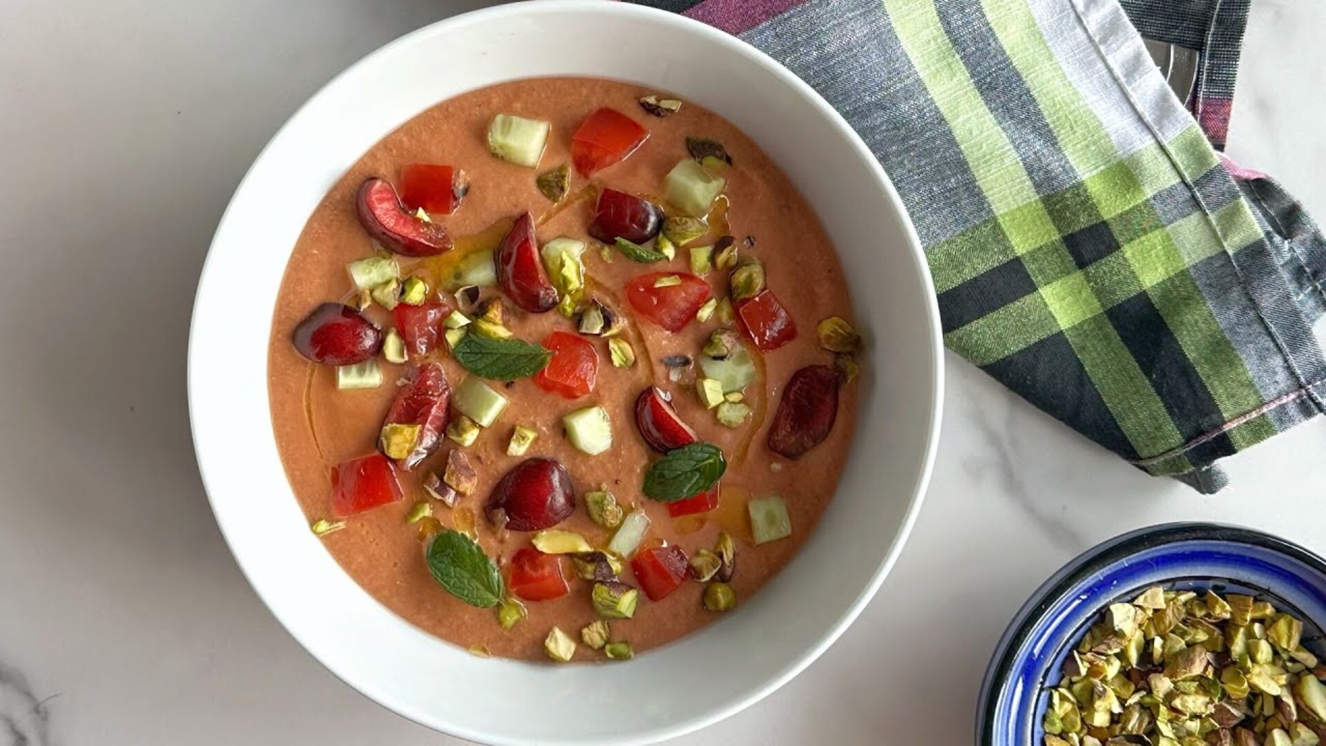 Video thumbnail for Moroccan-Inspired Cherry Gazpacho Recipe
