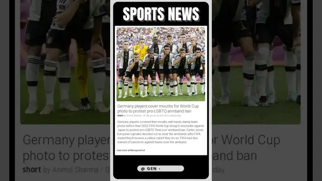 Video thumbnail for Germany's World Cup team sends powerful message with pro-LGBTQ armband protest! | #shorts #sports