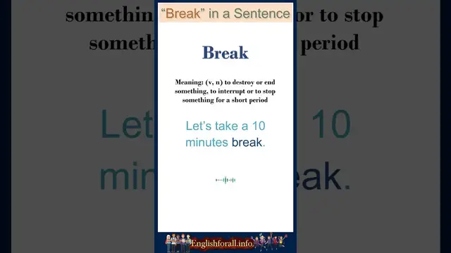 Video thumbnail for Break meaning | Break in a Sentence | Most common words in English #shorts