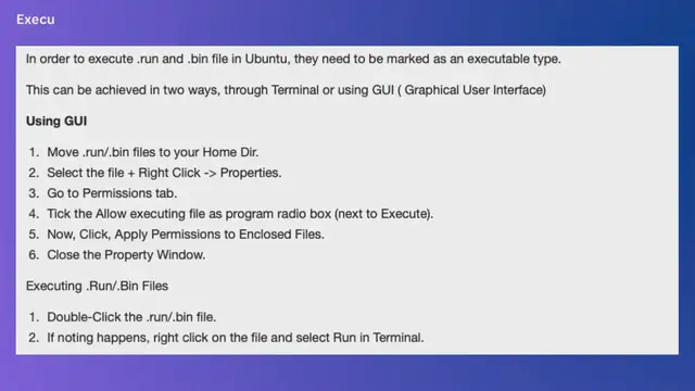 Video thumbnail for Execute .bin and .run file Ubuntu Linux